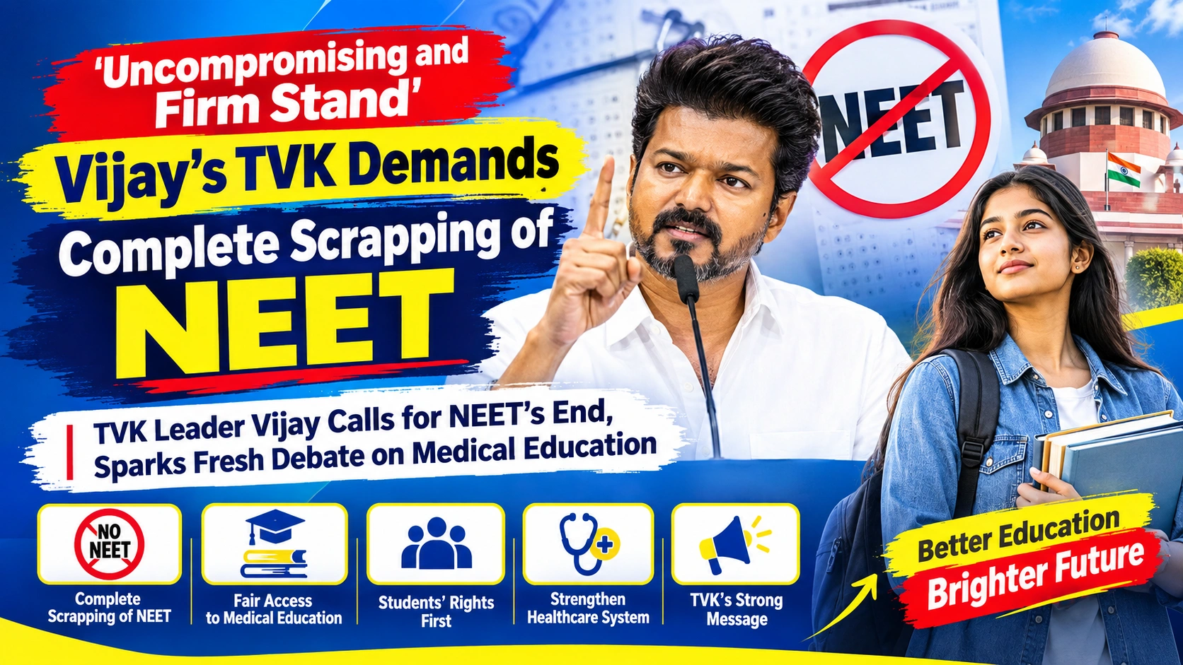 Uncompromising and Firm Stand’: Vijay’s TVK Demands Complete Scrapping of NEET